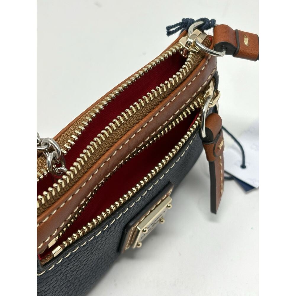 Dooney & Bourke Pebble Grain Coin Case Midnight Blue Zippered Pouch Key Ring - Picture 5 of 16